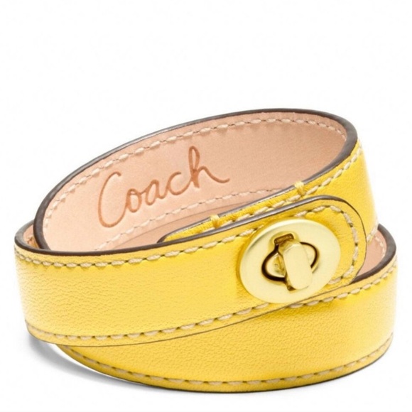 Coach Jewelry - Coach Yellow Leather Double Wrap Bracelet